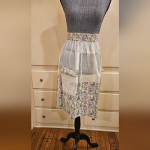 Vintage 1950s Sheer Hostess Apron – Abstract Atomic Squares, Mid Century Modern